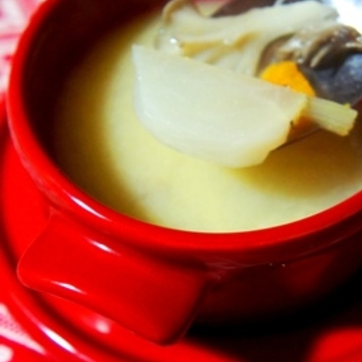 笑顔のとろけるスープ、蕪とかぼちゃの豆乳チャウダー